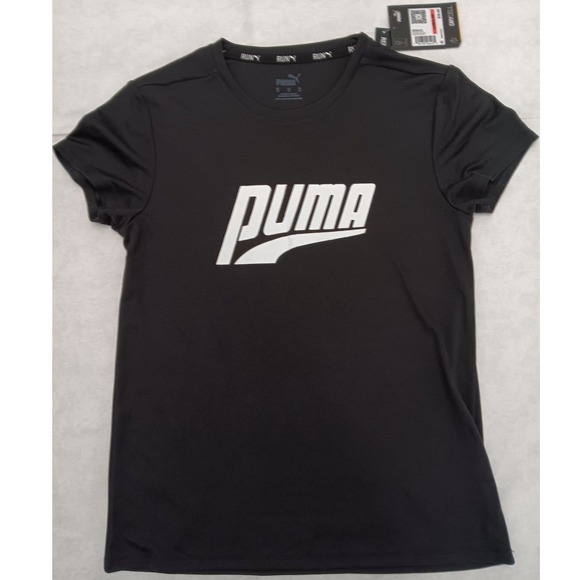 Puma Tops - NEW Puma Run Logo SS Tee W Womens XS Black Reflective DryCell Running Shirt